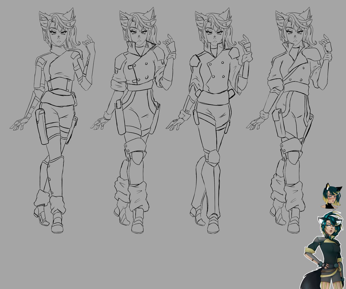 OddityZM's tweet photo. Possible outfits for Ash? Really in that chunky 90’s action anime aesthetic… and I like it! What do you think?
#projectevolutionwebcomic #characterdesign #characterart https://t.co/4NJECiG7Od