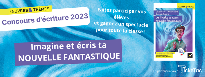 HatierNordOuest's tweet photo. 📢Un concours d'#écriture pour bien démarrer l'année 2023 ça vous dit ?🤗@EditionsHatier vs invitent à écrire une nouvelle fantastique avec vos élèves!📅A envoyer avant le 17 mars 2023. De 🦉 prix à gagner 🤩 A vos stylos 🖊️

ℹ️https://t.co/9ciJMOchCM

@ElodieGaden @CdiClervoy https://t.co/6NfmeCUKE3