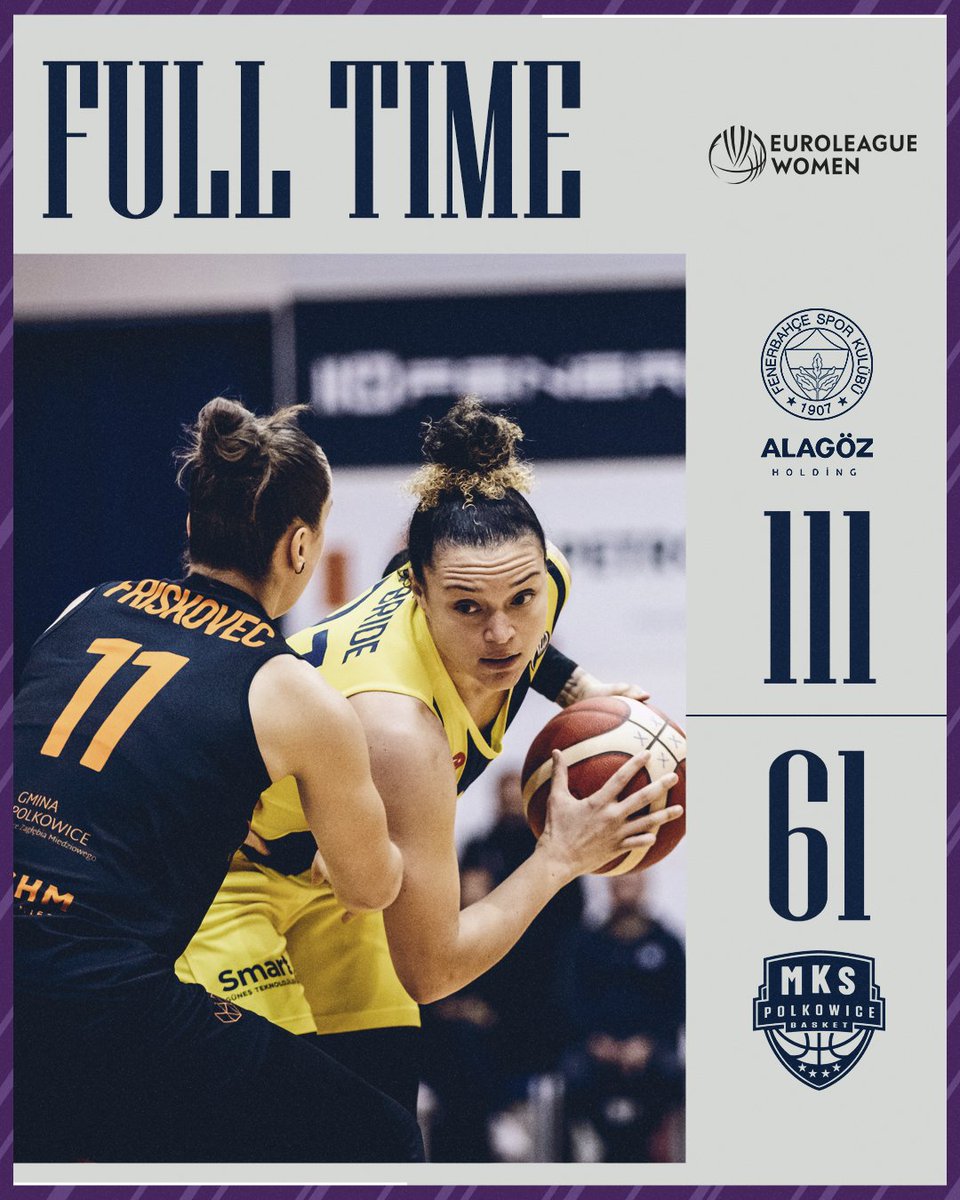 Evimizde farklı kazanıyoruz! 💪

Bravo Takım! 👏

Maç Sonucu | Fenerbahçe Alagöz Holding 🆚 🆚BC Polkowice: 111-61

Skor dağılımımız: Meesseman 25, Sabally 17, McBride 17, Stewart 14, Iagupova 13, Raca 8, Alperi 6, Djordjevic 5, Olcay 4, Manolya 2. #PotanınKraliçeleri