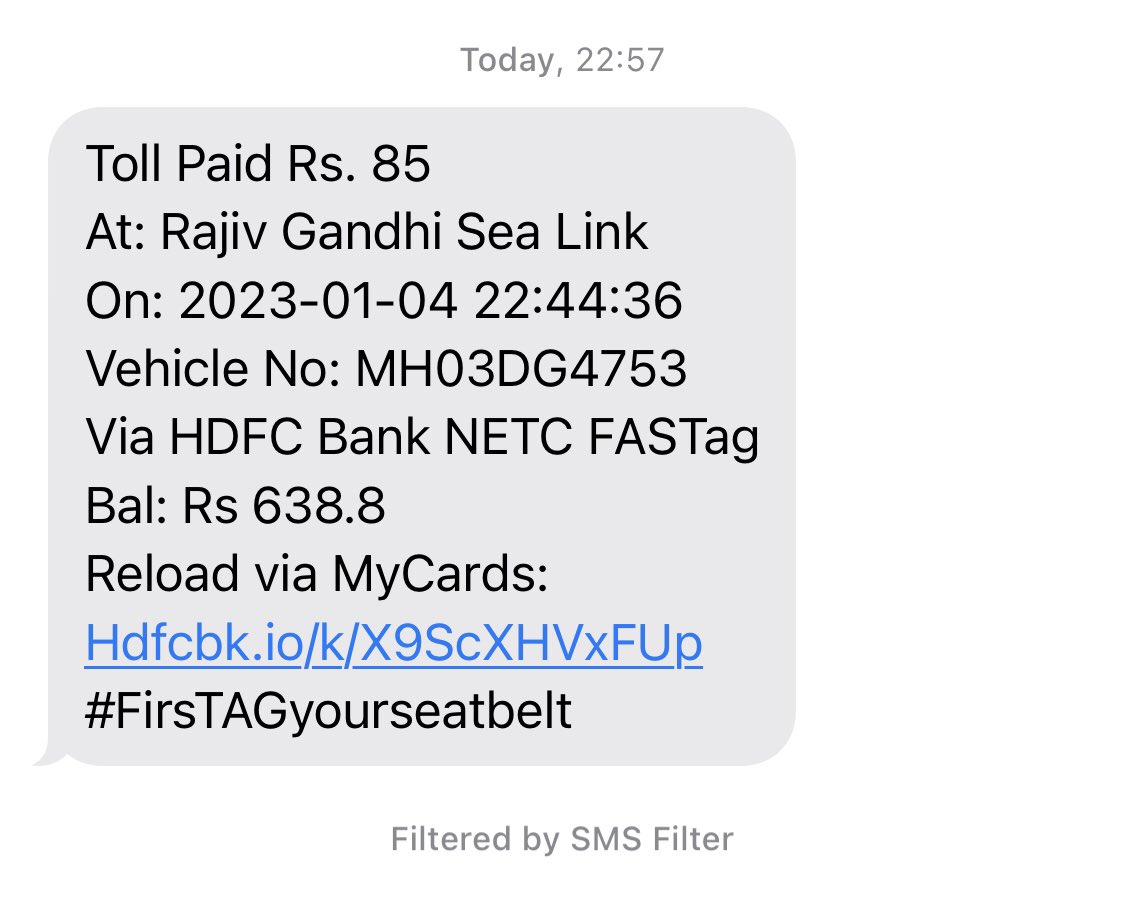 Beware of cheats at Mumbai sea link toll naka. Was asked to pay in cash as the toll guy said there is not enough balance in my FastTag. Later got debit SMS from FastTag. Ended up paying 2x. <a href="/nitin_gadkari/">Nitin Gadkari</a>