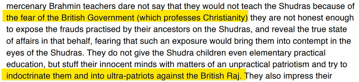 So JP has adulations for Christian British Raj while Brahmins teaching patriotism are teaching wrong things to Indians... 