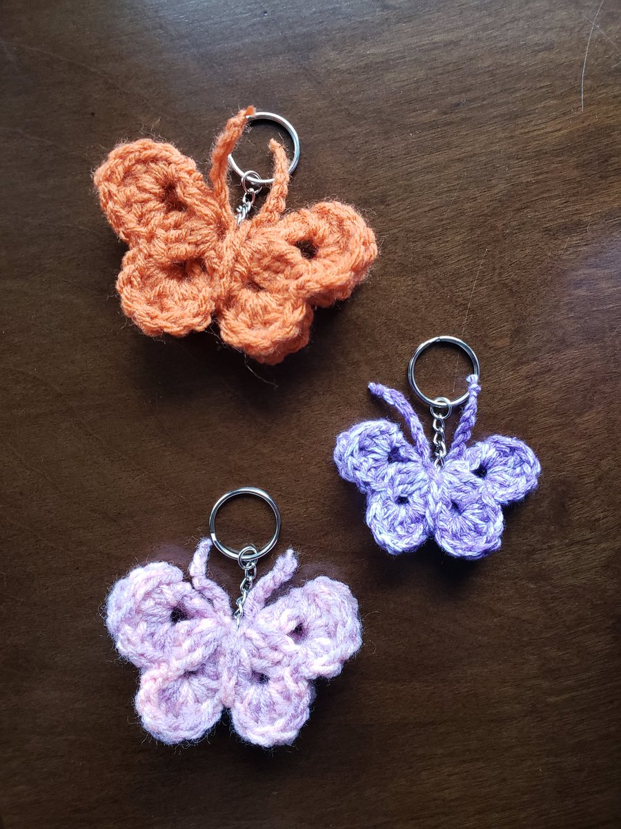these cute crocheted butterfly keychains are available on my etsy! 

etsy.com/ca/listing/138…