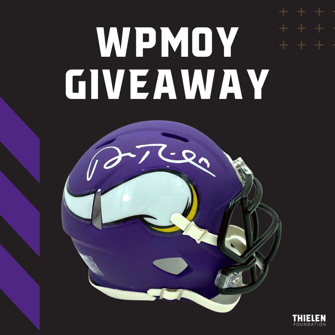 🚨TF community!🚨 Every RT TODAY is a 2x vote for <a href="/athielen19/">Adam Thielen</a> to win the Walter Payton Man of the Year Award and receive $25k to <a href="/ThielenFound/">Thielen Foundation</a>!

Each RT gets entered to win this <a href="/athielen19/">Adam Thielen</a> auto @vikings mini-helmet through midnight tonight!💜

#WPMOYChallengeThielen
<a href="/Nationwide/">Nationwide</a>