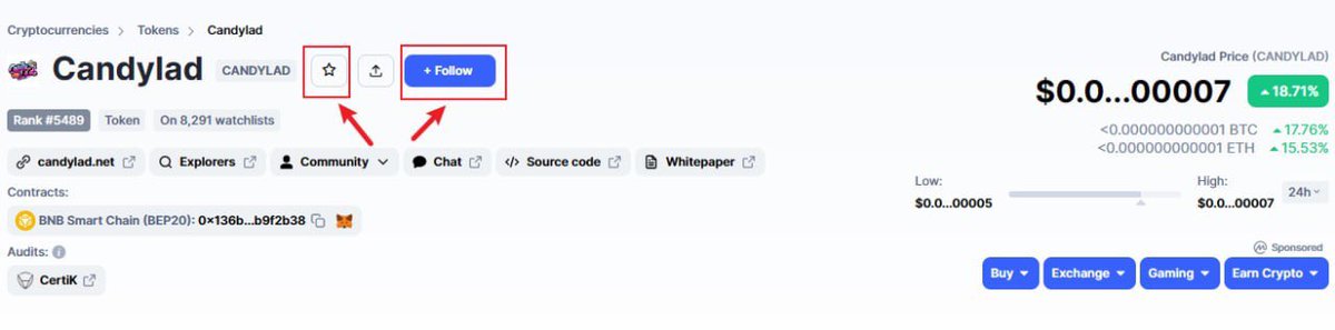 Candylad Token has opened the CMC official community, everyone is welcome to join the interaction, please click【 Follow 】&amp; 【 Watchlist 】, thank you！

coinmarketcap.com/currencies/can…

Contract :
0x136bfcdec5db31b565052451ad806014ab9f2b38

🇬🇧 t.me/Candylad