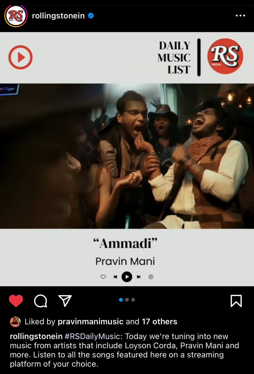 Featured on @RollingStoneIN #Ammadi 💃 music video ft @iamSandy_Off & @yourgirlananya youtu.be/58BxhAqNPUY @pravinmanimusic @FanTiger_com @BeReadyFilms @DONGLI_JUMBO @MallikaArjunDOP @bini06 @aaditmaran @Lyricist_NavinB