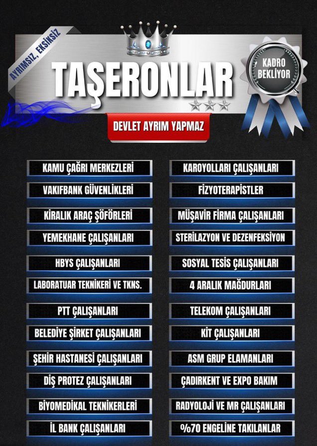 avtutdere's tweet photo. Taşeronda kalanlar amasız, fakatsız kadro haklarının teslim edilmesini bekliyor! Taşeron işçinin emeğinin karşılığını, alın terini, hakkı olan kadroyu verin!

#TaşeronTBMMye 
#TaseronuAyırma https://t.co/Y16gqGBVwE