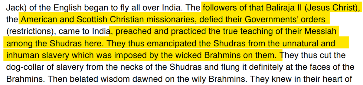 Thanks to Christian missionaries not Shudras are saved from inhuman Brahmanical Hinduism... Jotirao Phule -- one who is glorified to no end by many so-called Hindu protector orgs and their leaders... 