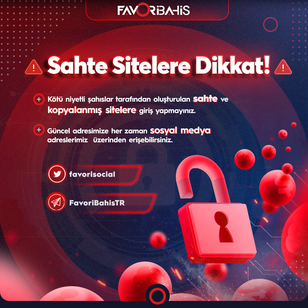 ⚠️SAHTE SİTELERE DİKKAT⚠️

☢️ Kötü niyetli şahıslar tarafından oluşturulan sahte ve kopyalanmış sitelere giriş yapmayınız.
⚡️ Favoribahis güncel adresimize her zaman sosyal medya hesaplarımız üzerinden ulaşabilirsiniz

🎯 Favoriniz bir tık uzağınızda👍
🔗 favoriguncel.com/sosyal