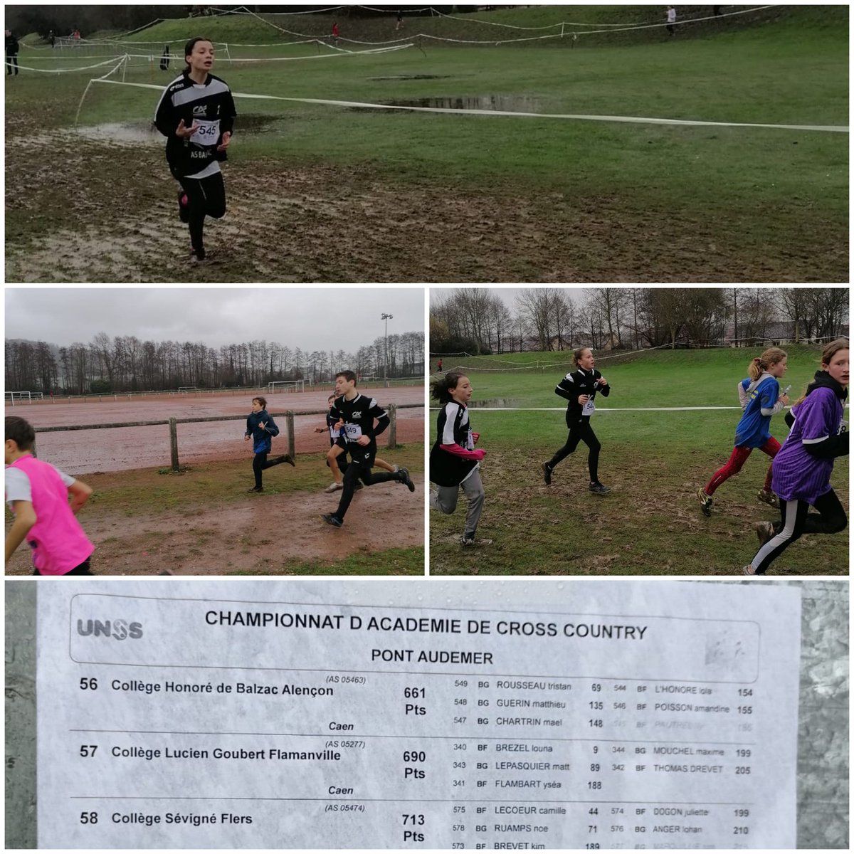 ASBALZAC's tweet photo. CROSS COUNTRY @ASBALZAC cross académique à Pont Audemer pour l'équipe mixte du @CollegeBalzac61 en catégorie benjamin, dans des conditions météorologiques difficiles 🌧. Bravo à tous 🔝 #UNSS #crossunss https://t.co/CEWKZKlS1X
