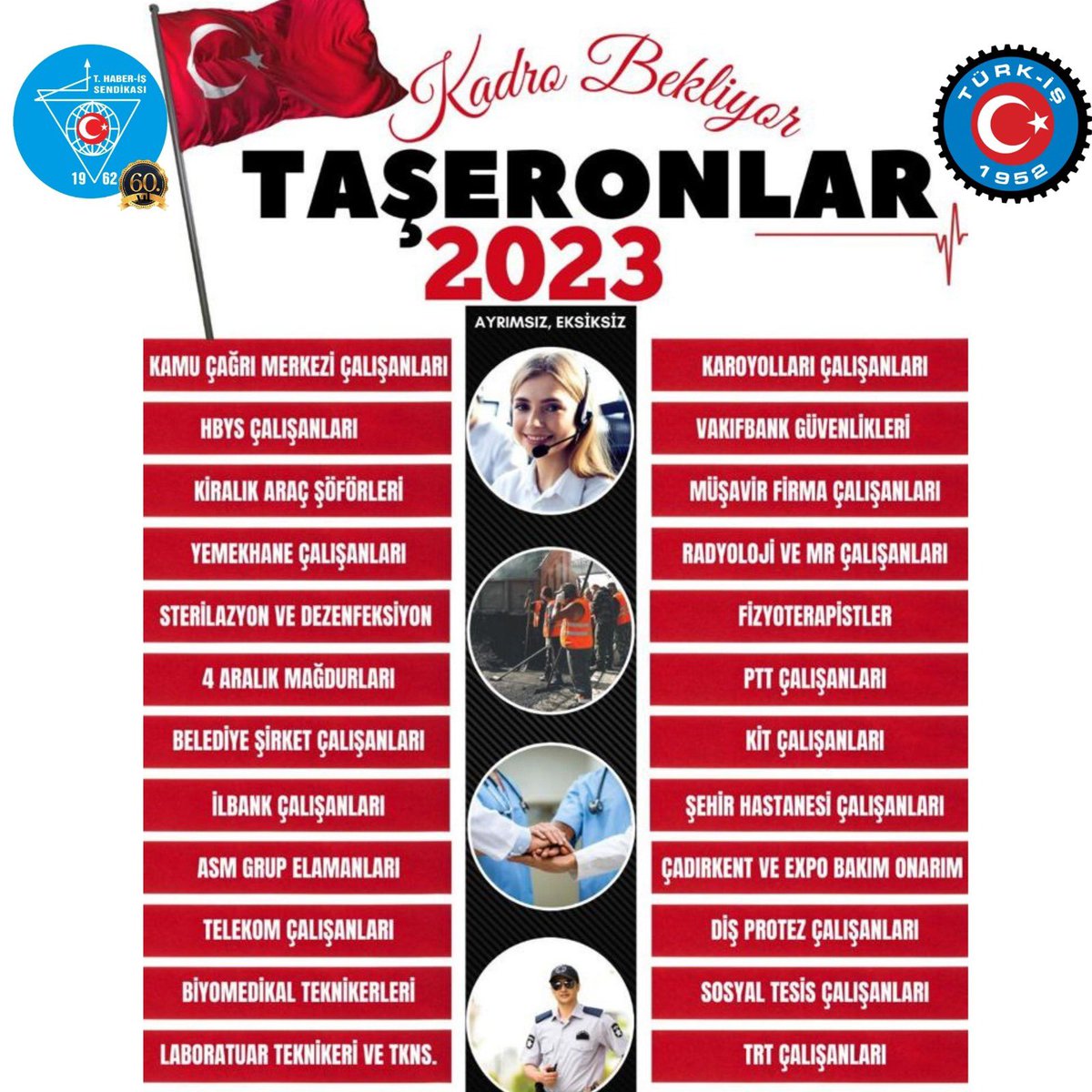 TÜRK TELEKOM 
PTT 
ÇAĞRI MERKEZLERİ’nde 
çalışan taşeron kardeşlerimize KADRO.

Taşeron firma çalışanları KÖLE değildir.

Türkiye Yüzyılı’nda taşeron uygulamaları bitmelidir.

#TaşeronTBMMye

#TaseronBitsin 
#TaseronaKadro 

<a href="/tcbestepe/">T.C. Cumhurbaşkanlığı</a> 
<a href="/UABakanligi/">T.C. Ulaştırma ve Altyapı Bakanlığı</a> 
<a href="/csgbakanligi/">T.C. Çalışma ve Sosyal Güvenlik Bakanlığı</a> 
<a href="/HMBakanligi/">T.C. Hazine ve Maliye Bakanlığı</a>