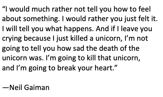 bykenarmstrong's tweet photo. I'm taking @neilhimself's online course on storytelling (it's sublime) and would very much like this quote as a poster. https://t.co/lZ5z2gy9n4