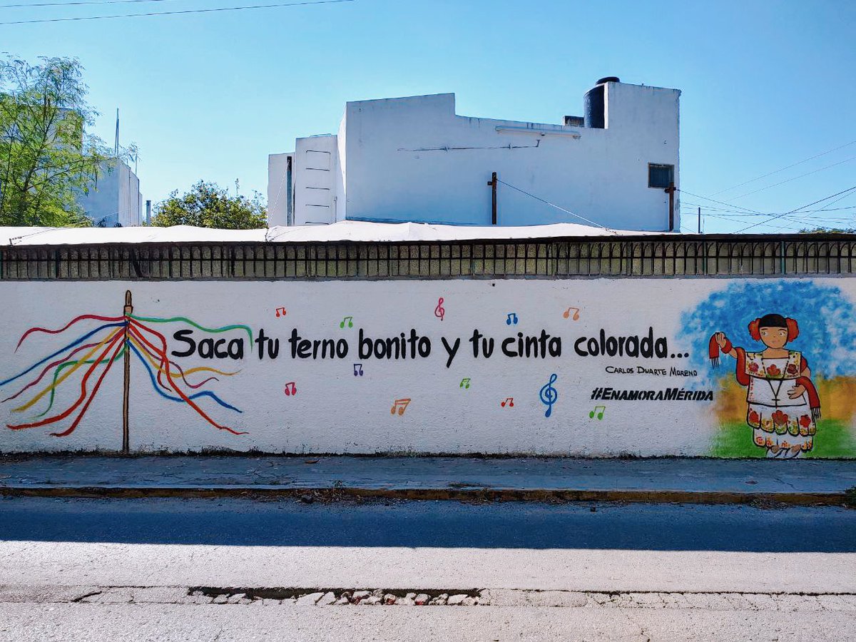Enamora_Merida's tweet photo. Saca tu terno bonito y tu cinta colorada....quiero que estés bien peinada cuando bailes el torito. Abelina eligió una frase de la canción "Aires del Mayab" de Carlos Duarte Moreno. 

Calle 14 A # 34 × 35 y 21 B
Buenavista. Es la calle que sale a la facultad de contaduría. https://t.co/wwVpSchBaG