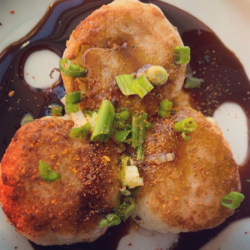 My mom here has been helping us out at the restaurant since we started. She needs a little bit of a break, so some of the things she helps us make, like the Crucifer Rising dumplings and the Good Times Rolls, will be in short supply. Grab em this week before they run out!