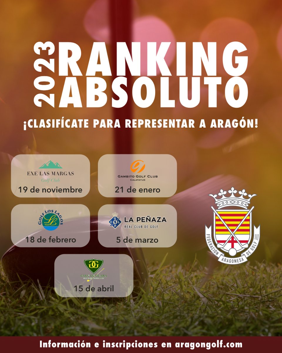 Abiertas inscripciones a la II Prueba del Ranking Absoluto 2023 en Gambito Golf Club Calatayud del próximo sábado 21 de enero. 🏆

➡️ aragongolf.com/torneos/detall…