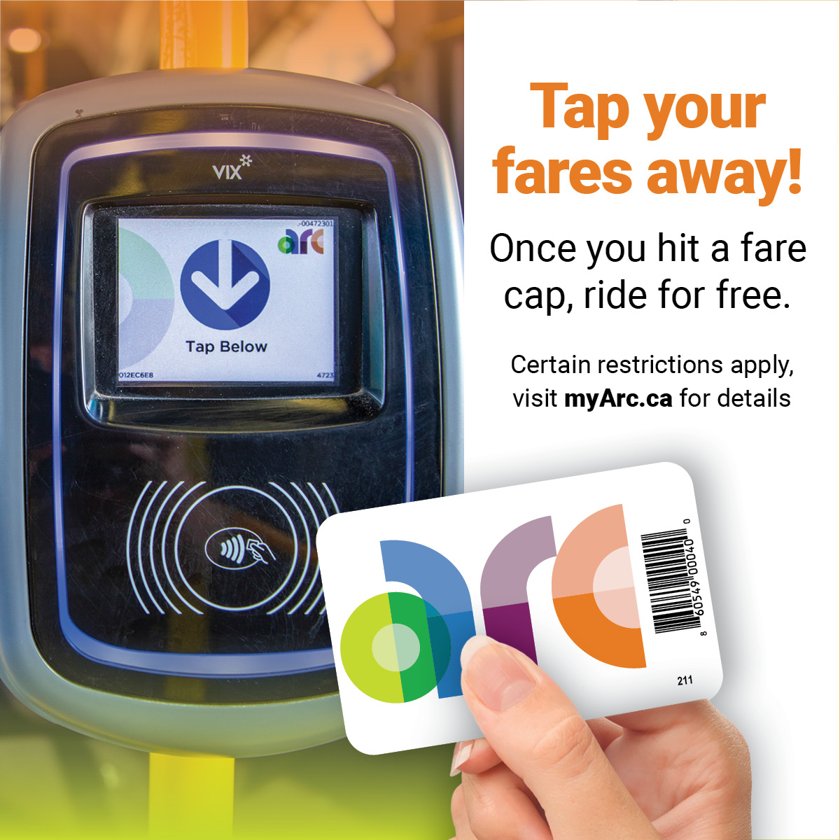 takeETSalert's tweet photo. Tap your fares away with Arc! When you take ETS and reach a fare cap, ride the rest of the day or month for free within Edmonton!
Learn more about fare capping & the benefits at https://t.co/Q9mYgWsFVx
#ArcTransit #LoadTapGo #YEGTransit https://t.co/gCaxDc26TC