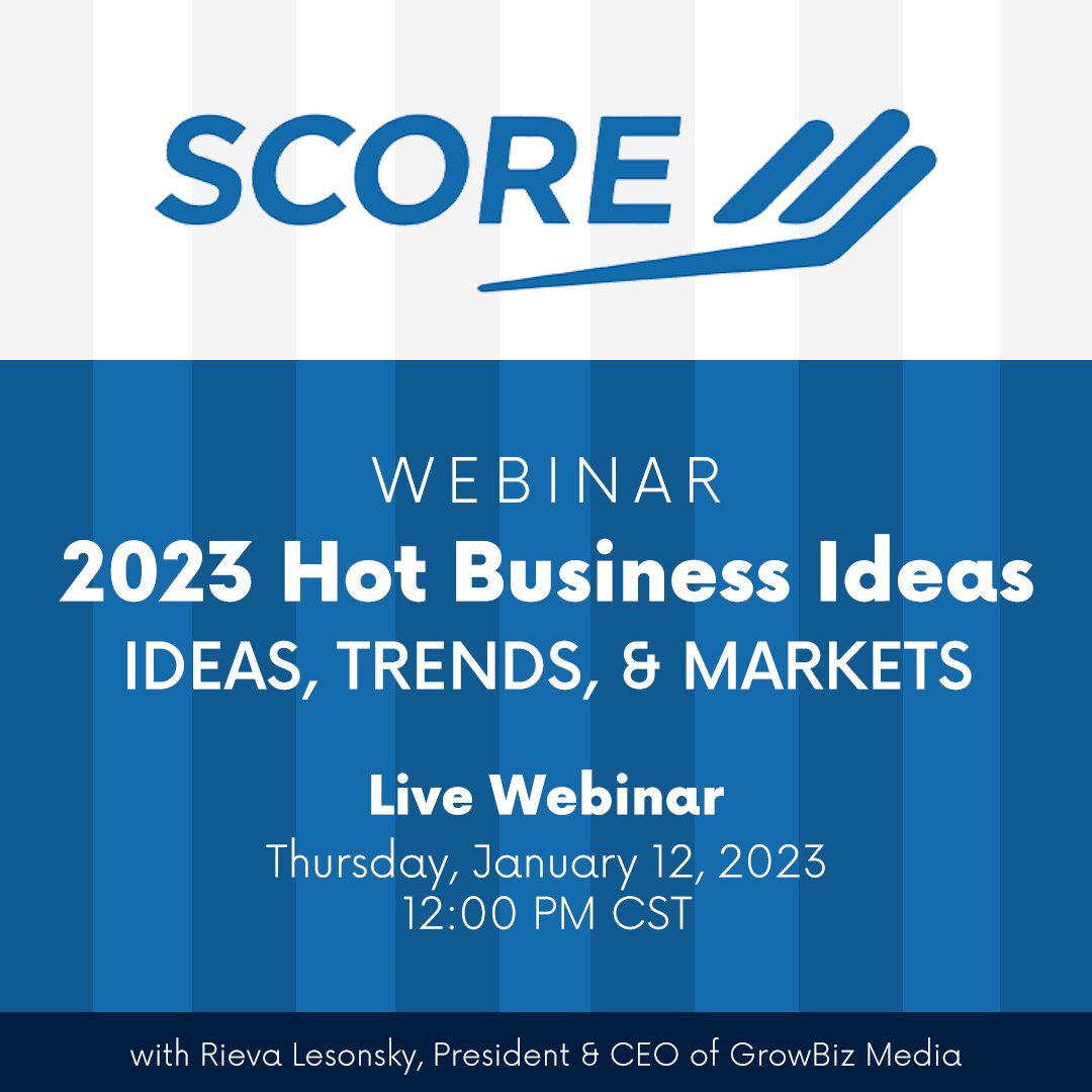 Don’t get left behind! 2023 holds a lot of promise for small business owners looking to capitalize on the hottest business trends or entrepreneurs looking for new business ideas.

This webinar will be held on 01/12 at 12:00 PM. Register for free today! ➡️ bit.ly/3WQB4MD