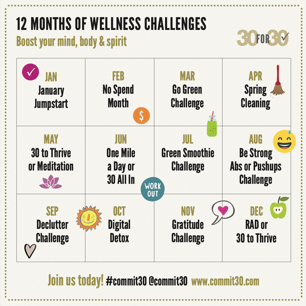 icommit30's tweet photo. Join us for monthly 30 day challenges to help you reach your goals! Check out our full free 30-day challenge library at https://t.co/0xcaJvFjR2 

#30daychallenges #commit30 #30dayeffort #onedayatatime #declutterchallenge #30daychallenge #2023goals https://t.co/YWE66HUwbK