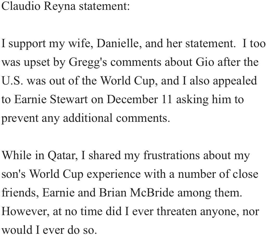 ByDougMcIntyre's tweet photo. Claudio Reyna’s statement: https://t.co/HYu2S9XNlE