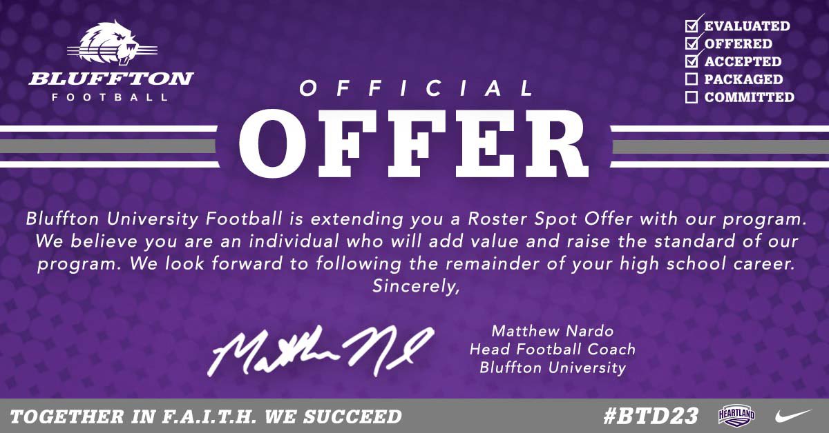 Blessed to receive an offer from Bluffton University.
<a href="/coach_shank05/">Christopher Shank</a> <a href="/CoachMNardo/">Matt Nardo</a> <a href="/MemCentral_Fb/">MemphisCentralFb</a>