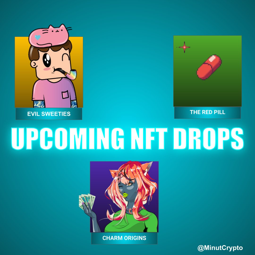 Upcoming #Ethereum Mints🚀

#EthereumnNFT

🔵<a href="/SweetiesNFT/">SweetiesNFT</a> | Jan 5th | 0.0009 ETH
🔵@THEREDPILLART | Jan 5th | 0.01 ETH
🔵<a href="/CharmOrigins/">Charm Origins</a> | Jan 5th | 0.069 ETH 

#NFT #NFTs #NFTdrops #NFTCommunity #ETH