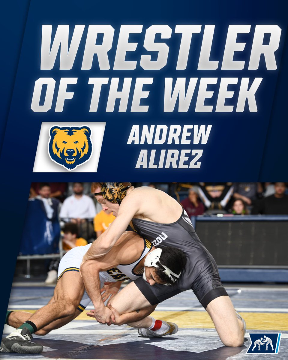 NCAAWrestling's tweet image. 𝗡𝗖𝗔𝗔 𝗪𝗥𝗘𝗦𝗧𝗟𝗘𝗥 𝗢𝗙 𝗧𝗛𝗘 𝗪𝗘𝗘𝗞

@andrewalirez970 took the 141 title at the Southern Scuffle in dominant fashion and was named the meet’s Most Outstanding Wrestler and earned the Most Pins award. 

#NCAAWrestling x @UNCBearsWrestle