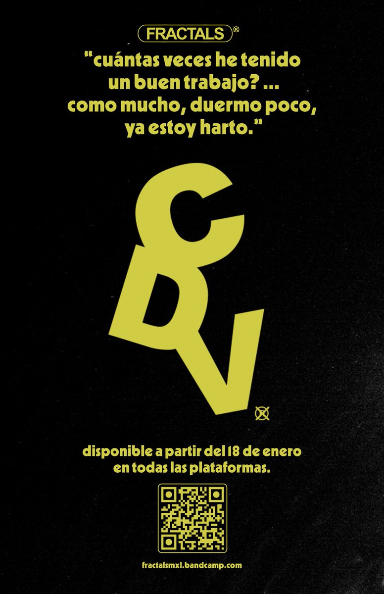 Nuevo sencillo este 18 de Marzo.
Puedes pre-guardar “CDV” por acá: 

beacons.ai/fractalboyz

rock y amor para todxs 🔊❤️