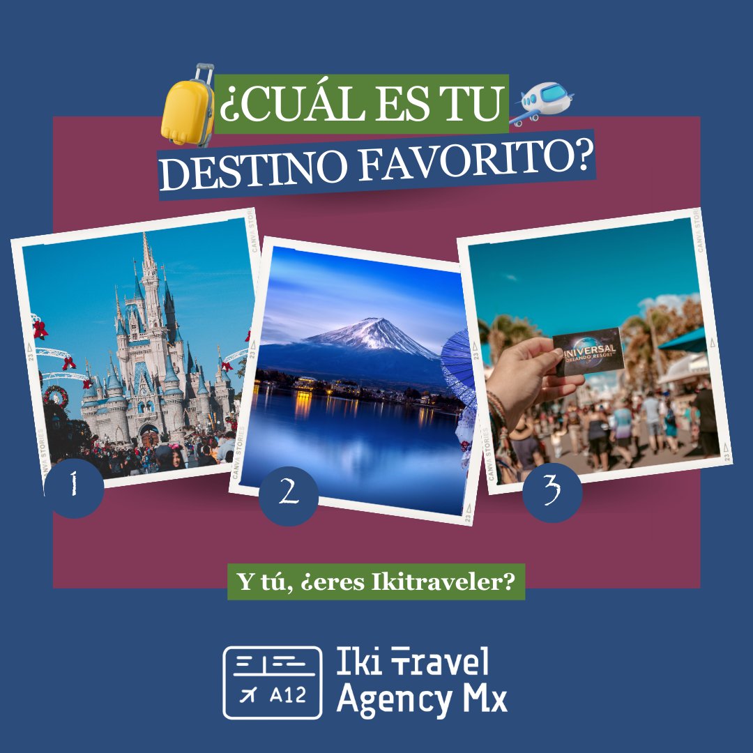 🧳¿Cuál es tu destino favorito?

¡Sea cual sea lo tenemos listo para ti, consulta nuestra web para conocernos mejor: ikitravel.com.mx

#ikitraveler #IkiTravelAgency #viajes #travelagency #universal #asia #crucero #eventosdeportivos #circuitos #mexico #amedida