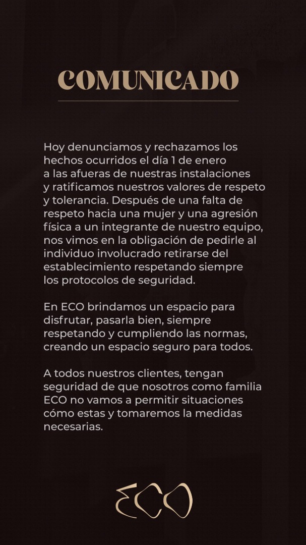directolafuente's tweet photo. La discoteca ECO publicó un comunicado en el que aclaró que el actor Jerónimo Gil le faltó el respeto a una mujer y agredió físicamente a un trabajador.

“Nos vimos en la obligación de pedirle retirarse del establecimiento respetando siempre los protocolos de seguridad”. https://t.co/yULu275cAY