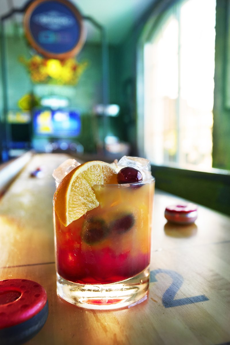 DavidYBishop's tweet photo. Playing air hockey with a Smashville @AcmeNashville  Jack Single Barrel, amaretto, angostura, orange bitters, cherry.

#cocktail #davidbishop #Nashville #Smashville https://t.co/Qr9JozESb4