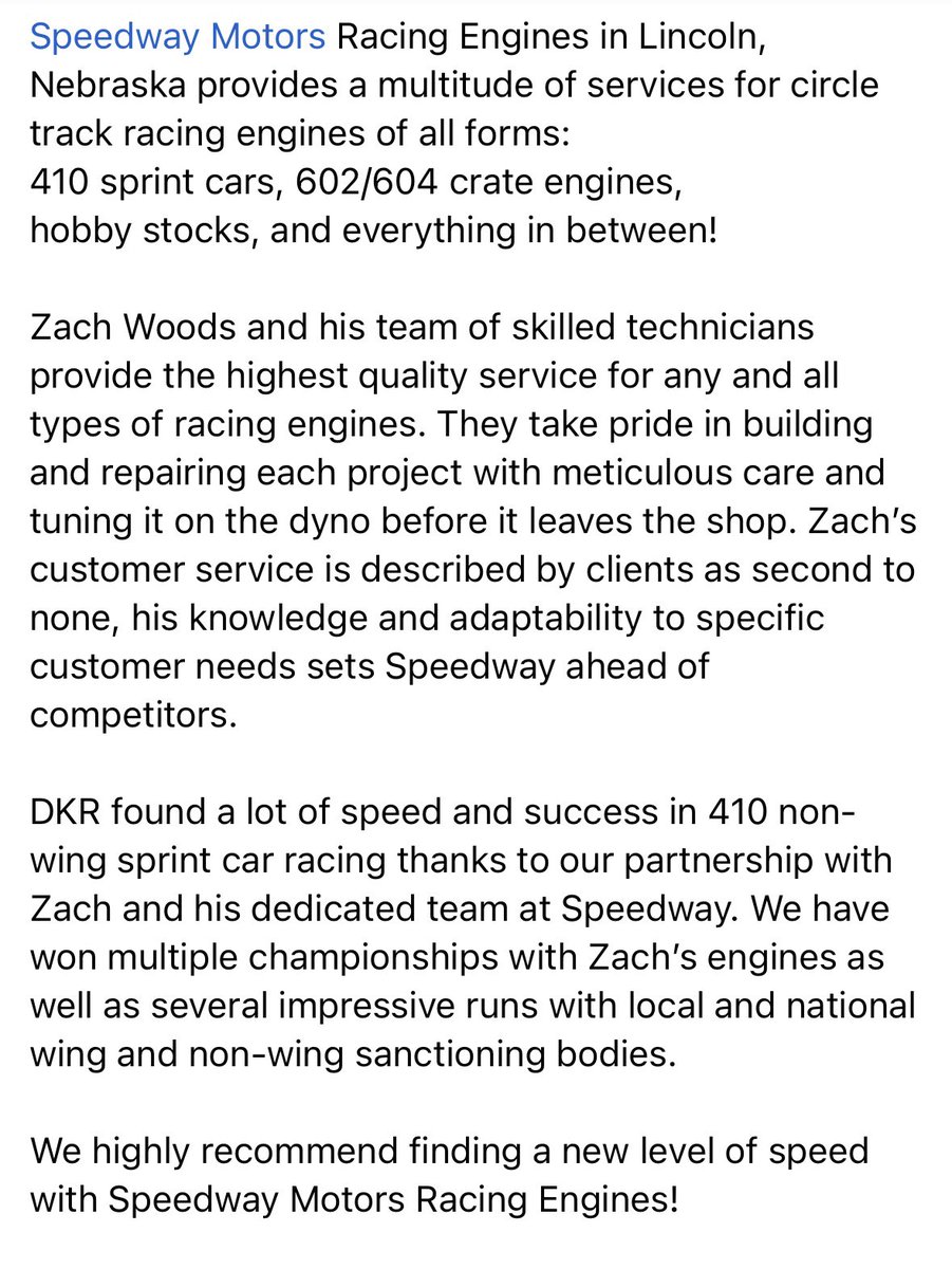 Sponsor Spotlight 🔦

speedwaymotors.com/Featured/Racin…