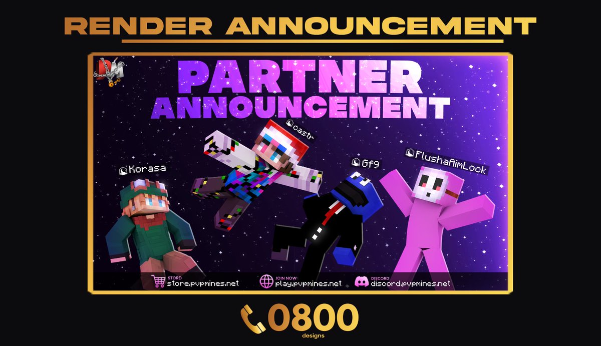 0800Designs's tweet image. Render announcement design.

@0800Designs x @PvPMinesNetwork.
