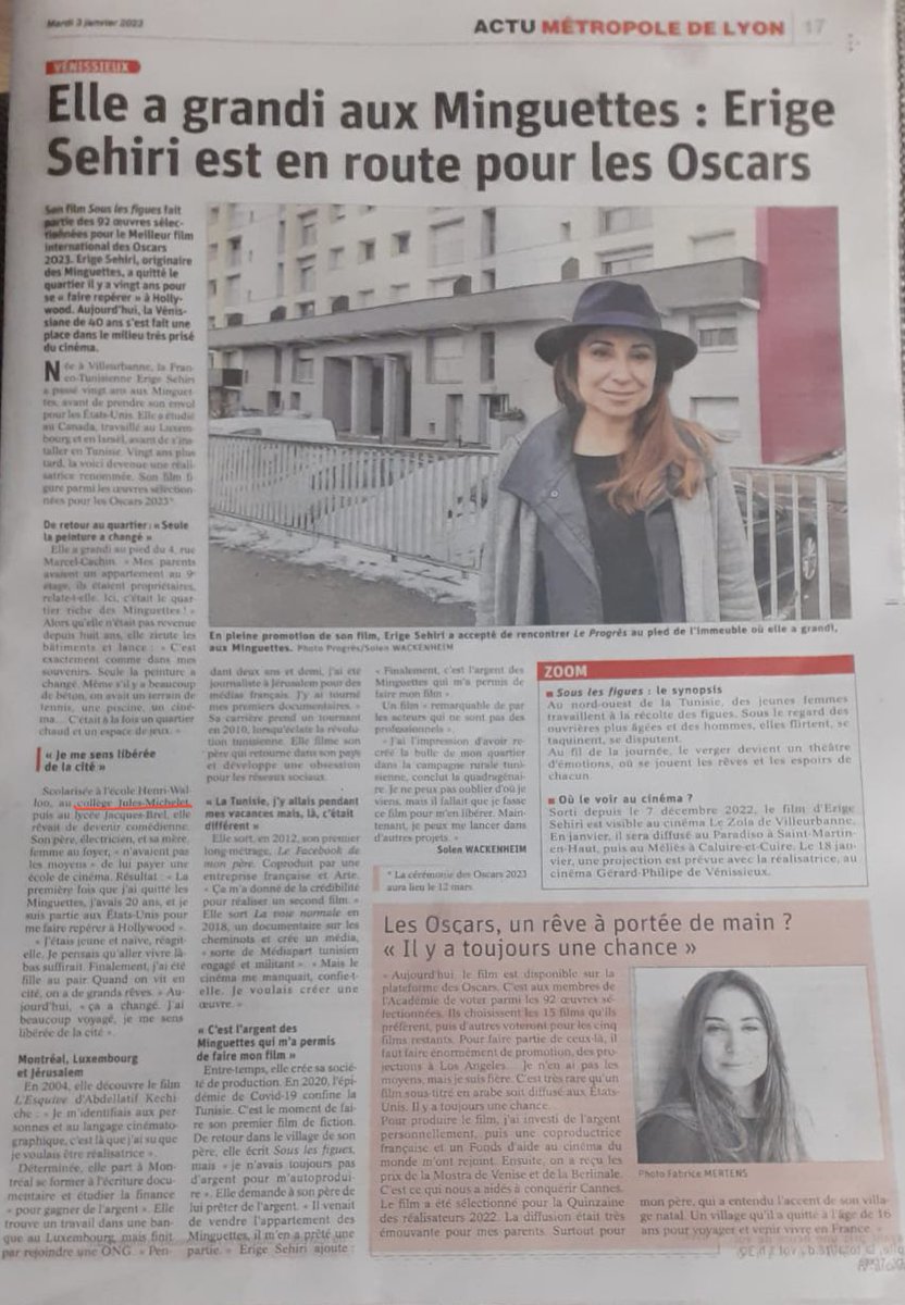 Bravo pour ce magnifique parcours @ErigeSEHIRI qui est passée par le collège Jules Michelet où l’histoire du cinéma continue avec La mécanique du regard et ses classes à projets cinéma <a href="/CJulesMichelet/">Michelet Jules</a> <a href="/Venissieux_/">Ville de Vénissieux</a> @Expressions_Vx