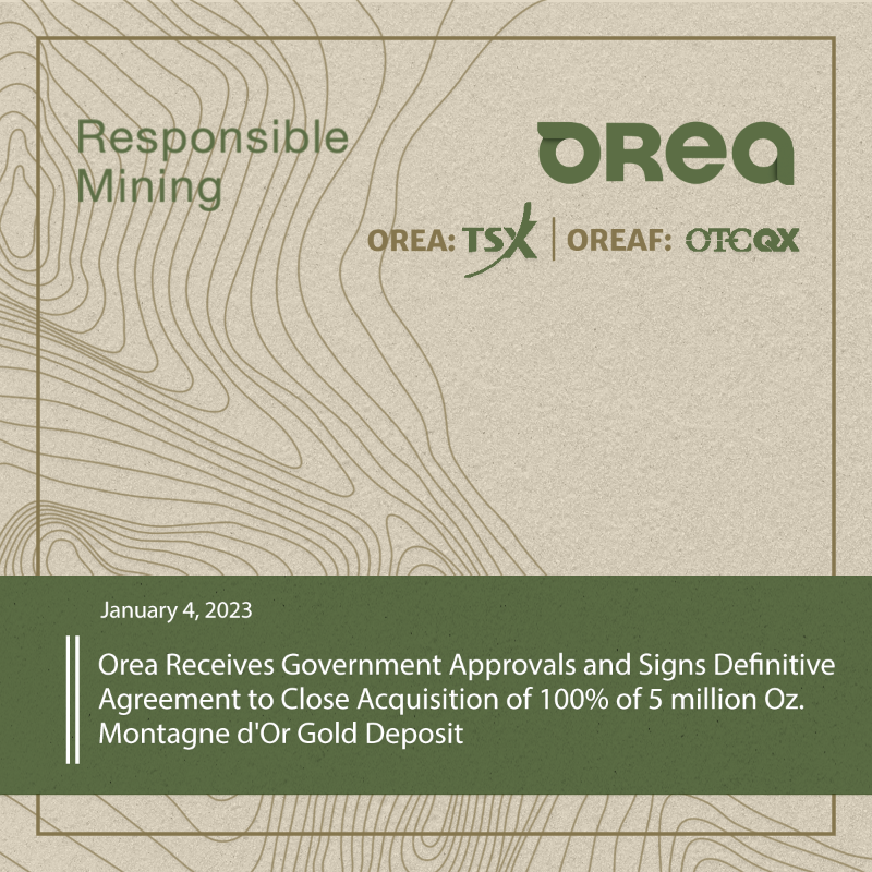 OreaMining's tweet photo. $OREA signs definitive agreement to acquire Nordgold’s interest in the Montagne d’Or gold project for a total of 100% ownership

Read the full release: