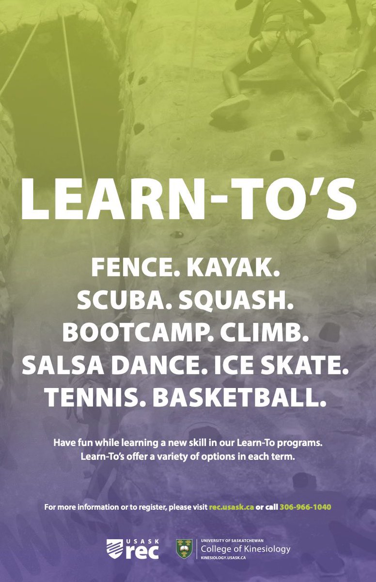 Want to try out something new or gain new skills? Check out Campus Rec’s Learn-To’s at beactive.usask.ca 🤩