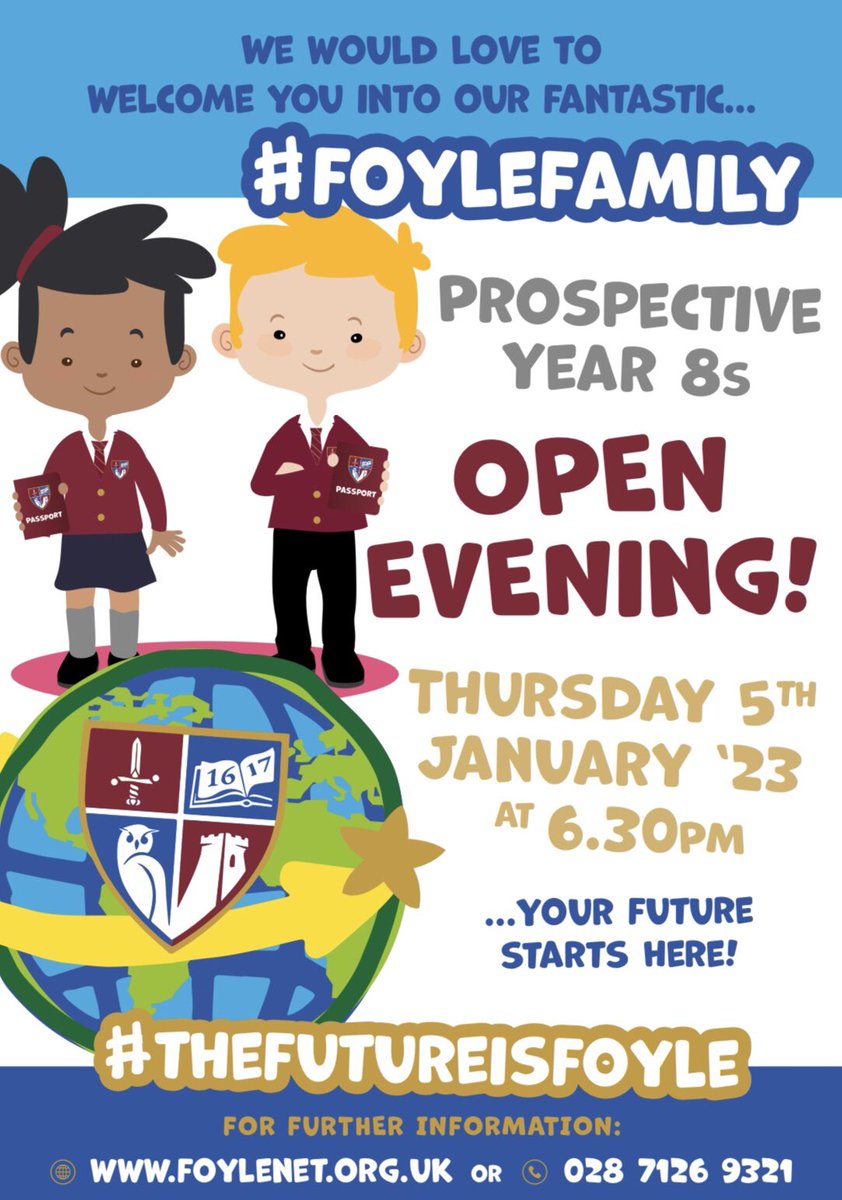 foyle_college's tweet photo. 📣 Open Evening 
📍 Foyle College
🗓 5th January 
🕡 6.30 - 9.00pm

🌟 SHARE 🌟 SHARE 🌟

What will be your child's favourite thing about Foyle College?

Come along to our Open Evening tomorrow and find out!

#thefutureisfoyle 💫 https://t.co/NDZHqaOPjt