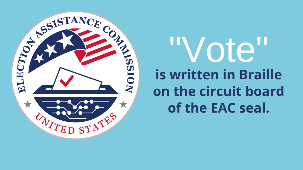 Election Asst. Comm. (@eacgov) on Twitter photo Today is #WorldBrailleDay! #DYK the circuit board diodes in the <a href="/EACgov/">Election Asst. Comm.</a> logo incorporate the word “VOTE” in Braille? This reflects the importance of accessibility for voters with disabilities and the EAC’s role in ensuring all Americans can vote privately and independently. Today is #WorldBrailleDay! #DYK the circuit board diodes in the <a href="/EACgov/">Election Asst. Comm.</a> logo incorporate the word “VOTE” in Braille? This reflects the importance of accessibility for voters with disabilities and the EAC’s role in ensuring all Americans can vote privately and independently.