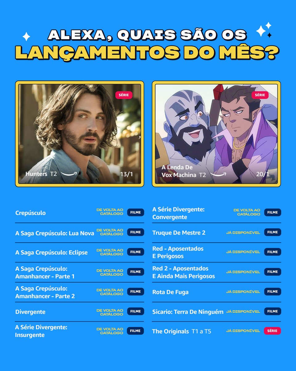 PrimeVideoBR's tweet photo. 𝓈𝑒𝓂 𝓆𝓊𝑒𝓇𝑒𝓇 𝓂𝑒 𝑔𝒶𝒷𝒶𝓇, mas é dia 4 e eu já tenho todas essas novidades aqui pra soltar 😎 https://t.co/vSOqMlbOiq