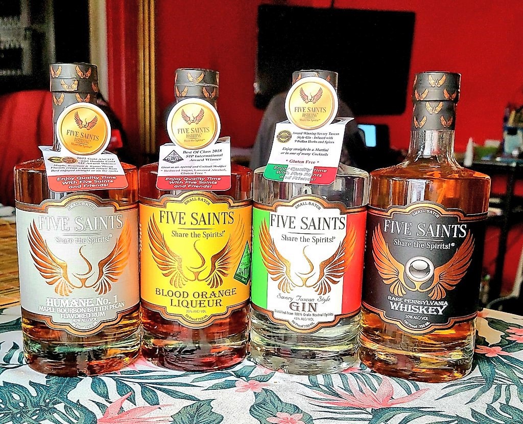 PhillyGrub's tweet photo. Can't wait to tell you all about Five Saints Distilling, a Norristown-based micro-distiller. Today, I received a special delivery of Five Saints whiskey, rum, gin, &amp; blood orange liqueur by John George, Founder &amp; Distiller of @ShareTheSpirits. Stay tuned! https://t.co/TaK1ByD7rW https://t.co/6ANVMqCp6M