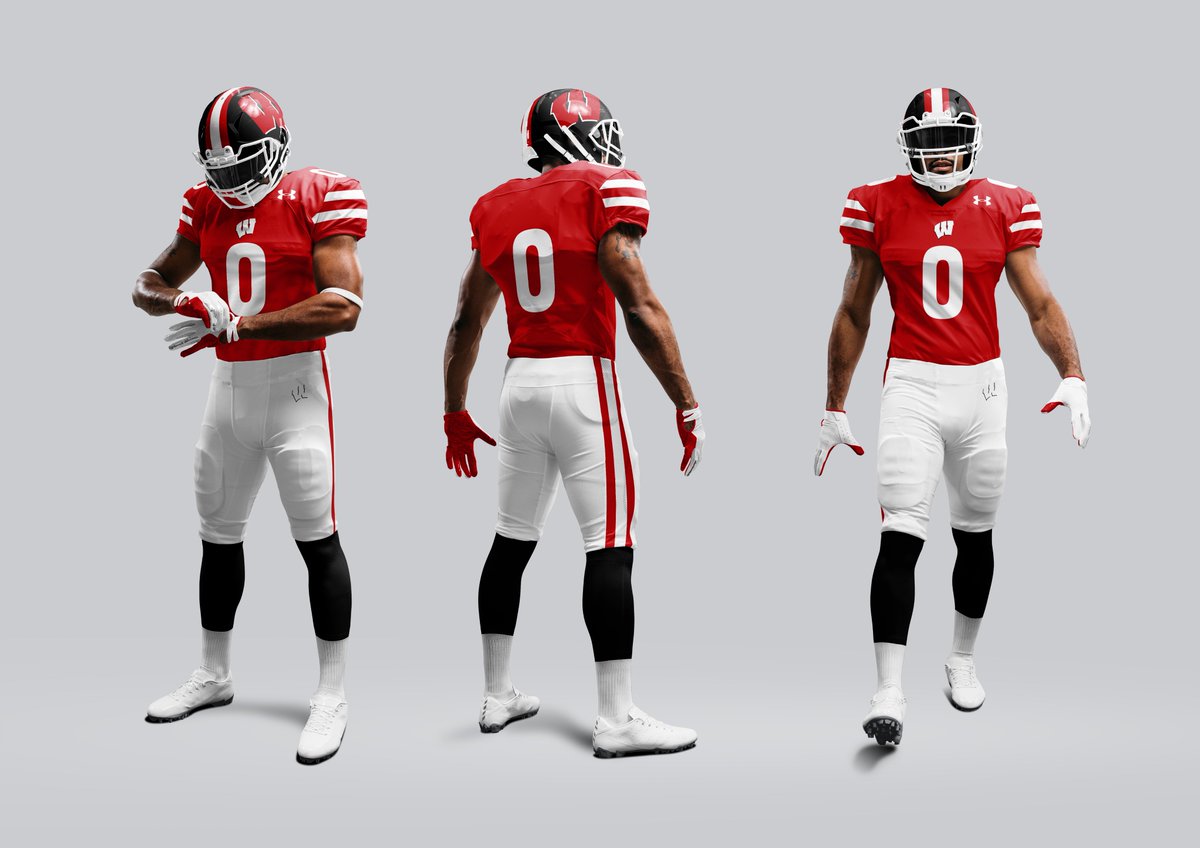 WiscHelmets's tweet photo. Because nobody requested it, @CoachFick &amp; @BadgerFootball, here are more designs from the Badger Multiverse. More varieties here: https://t.co/jb7uvXcypm Have a nice day! https://t.co/Pl6Ze2tqtu