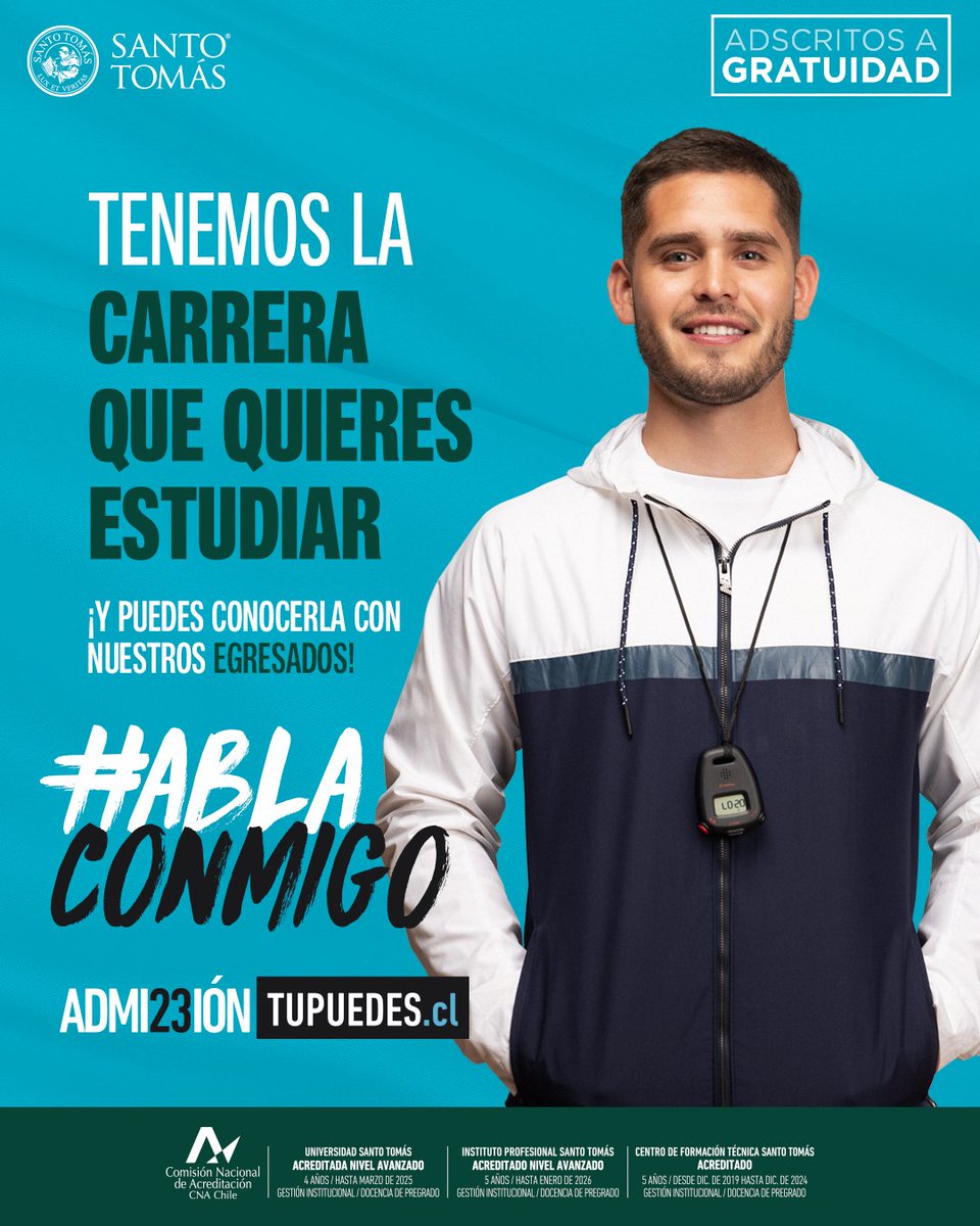 SantoTomas_PM's tweet photo. ESTUDIA UNA TÉCNICA SIN PRUEBA Y EN POCOS AÑOS!!! / ¿Qué tienes pensado estudiar el 2023? 😲 En #SantoTomás contamos con más de 100 carreras, en jornada diurna y vespertina, técnicas y profesionales, ¡Y las puedes ver todas aquí https://t.co/Pex8RCQnGS 
https://t.co/LSwQLz4wHT https://t.co/7EEh1VVriW