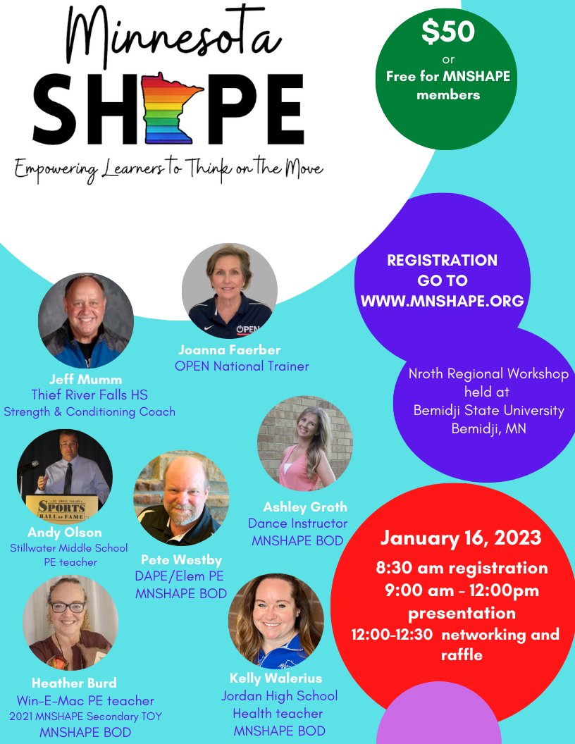 debvanklei's tweet photo. Hey PE, Health and DAPE friends check out this exciting MNSHAPE North regional conference.  Go to https://t.co/wz1nb6IzBj to register now!

See you all on the 16th !!
#mnshape https://t.co/X4H3Eo8VF8