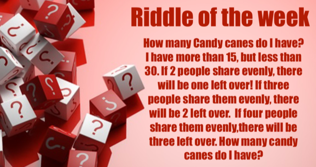 HillpointHusky's tweet photo. Please see our Riddle of the Week Winners for December 20th! The answer was 23!! #riddleoftheweek #problemsolvers #funmathproblems #candycanes #HPLeadersofthePACK
#BuildingtheBestSPS https://t.co/zHRsxTC8Fx