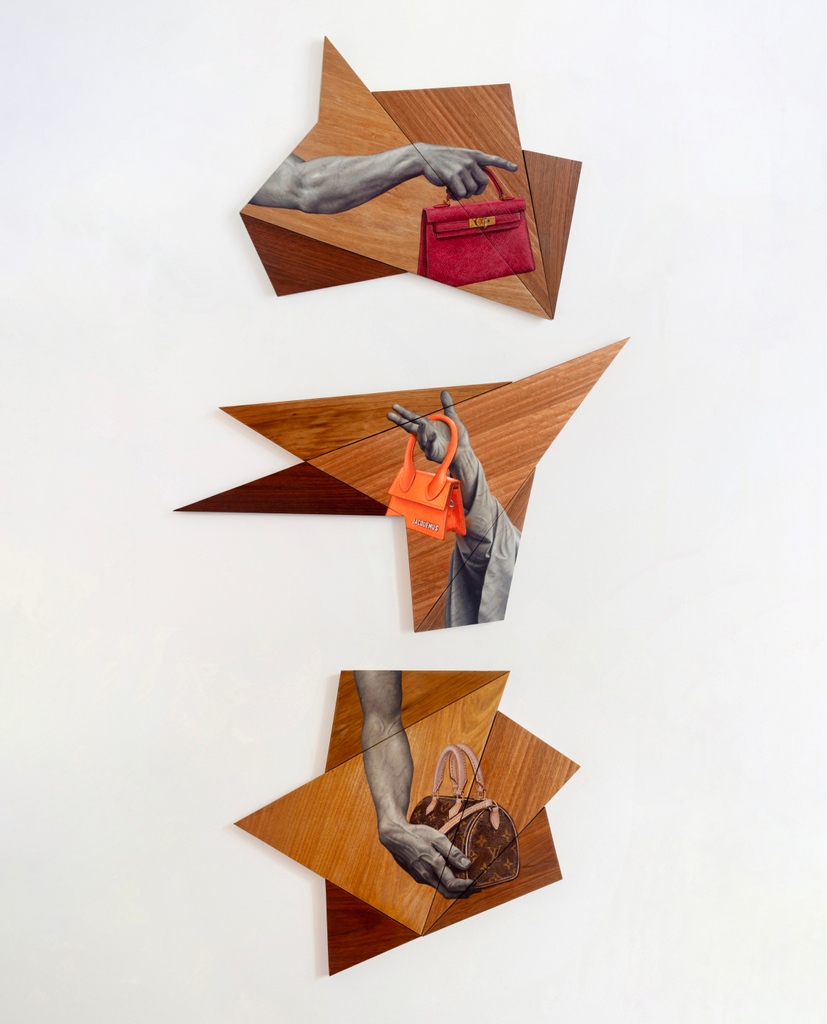 MatthewQuick's tweet image. And here are all three paintings together. 

La Presa -Kelly / Jacquemus / LV

Oil on hand made timber panels.