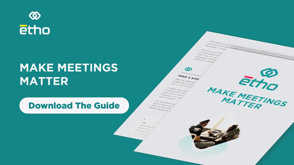 ethoconnects's tweet photo. Meetings take time, and time is money in the workplace. There is ultimately a cost to every meeting, and it is our job to ensure we’re using everyone’s time responsibly. Download our meetings guide to learn how to make meetings matter: https://t.co/XU38u2yOPf
#etho #ethoconnects https://t.co/uLcP4gp9CG