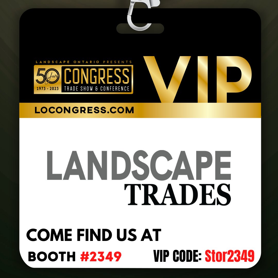 🛎 @landscapeontario Congress 🛎

Find us at Booth #2349 from January 10th-12th at the Toronto Congress Centre to celebrate the 50th anniversary of the show! Use the VIP Code: Stor2349 for a free trade show pass! Hope to see you there!
#LOCongress #LOCONGRESS #permeablepaving