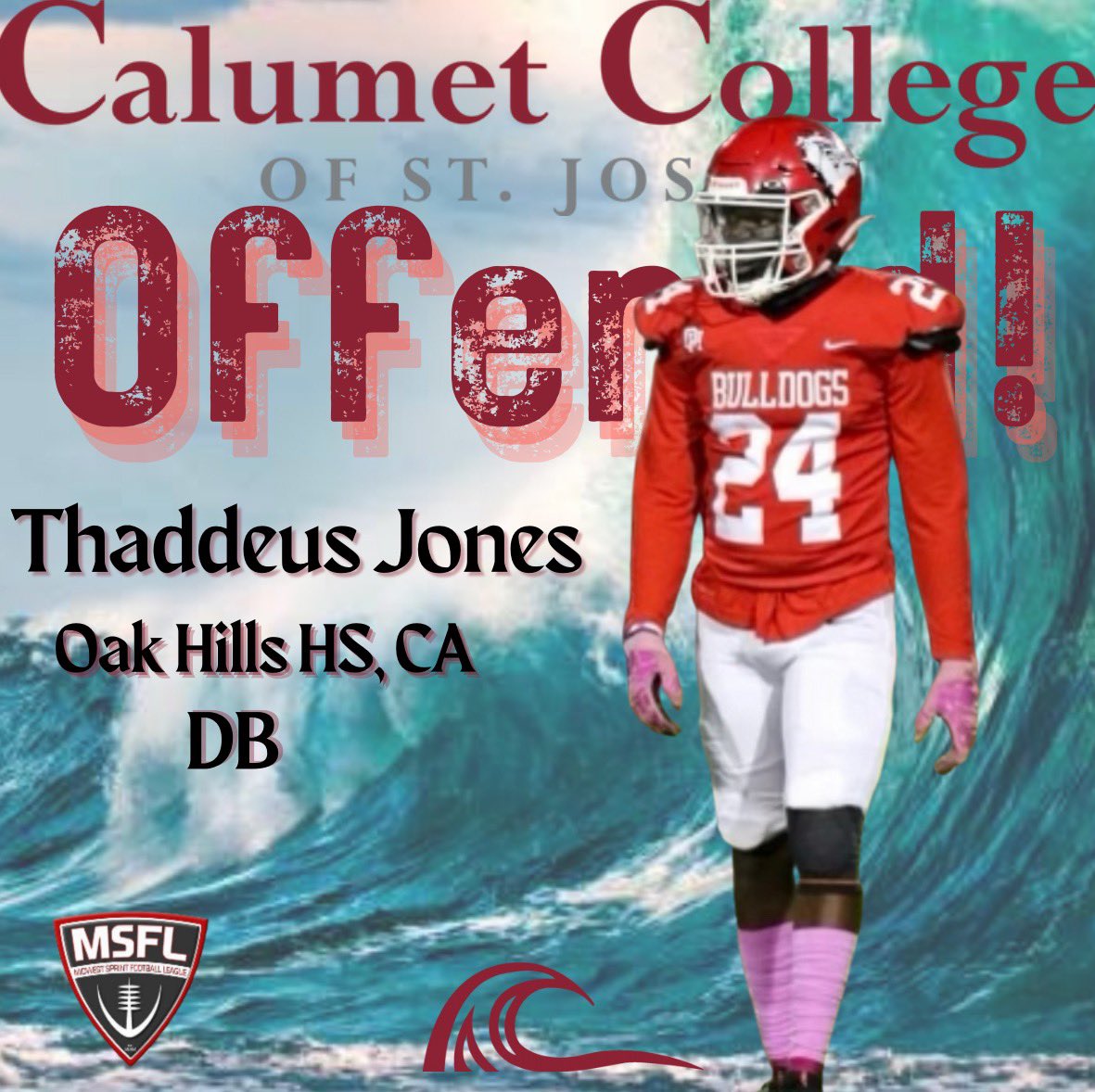 After a great zoom call with @coachjaynovak and @dacoachmohuddle I’m blessed receive an offer from Calumet College ST. Joseph @CCSJFBRecruits @NickMonica63 @coachmetty @OakHillsFootba1 #ComeGrowWithUs