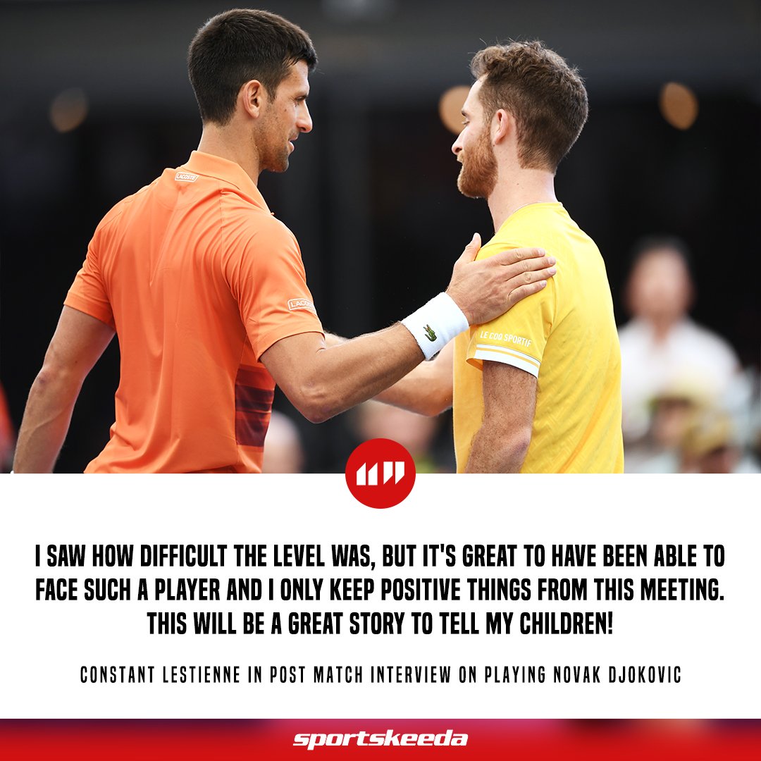 SK__Tennis's tweet photo. Constant Lestienne will tell his children about his match with Novak Djokovic 👏

#NovakDjokovic #ConstantLestienne #Adelaide #Tennis https://t.co/gL2pMe2R6B