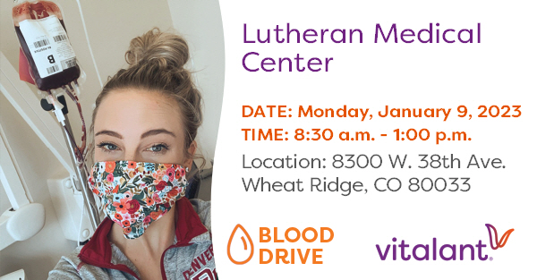 Not only is January #NationalBloodDonorMonth, but there's also a current critical need for all blood types. 
Join us for a blood drive with <a href="/VitalantCO/">Vitalant - Colorado</a> at Lutheran on Monday, January 9, 2023 from 8:30 a.m. to 1:00 p.m. Visit vit.la/zuhiec to schedule an appointment.