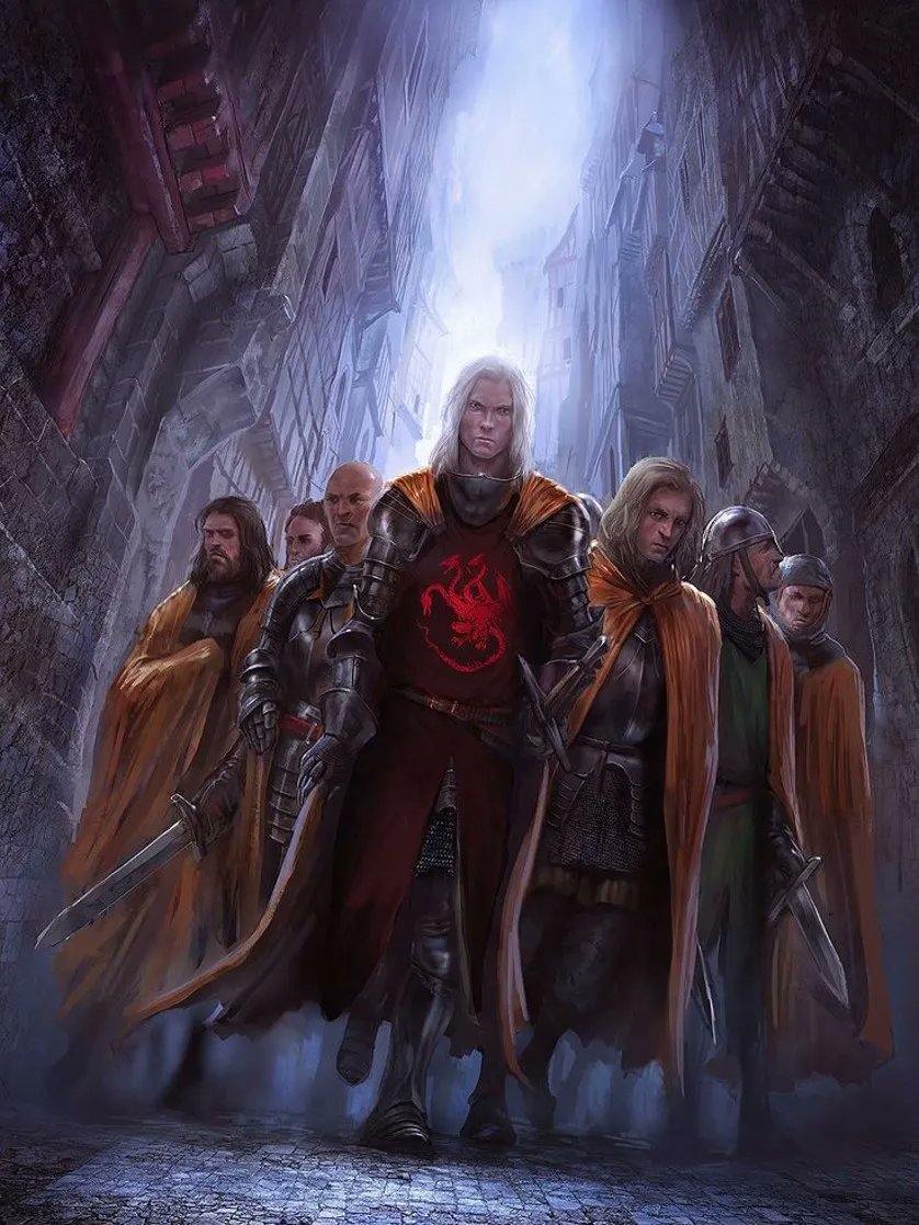 CuriosoCronista's tweet photo. Es curioso como Daemon Targaryen dejó su granito en la historia de Poniente por un gesto como dar personalidad a la guardia de la ciudad de Desembarco del Rey con unas capas doradas, detalle que le daría su nombre a esta guardia hasta hoy día.
Art by #MarcSimonetti https://t.co/cYe47dL02O