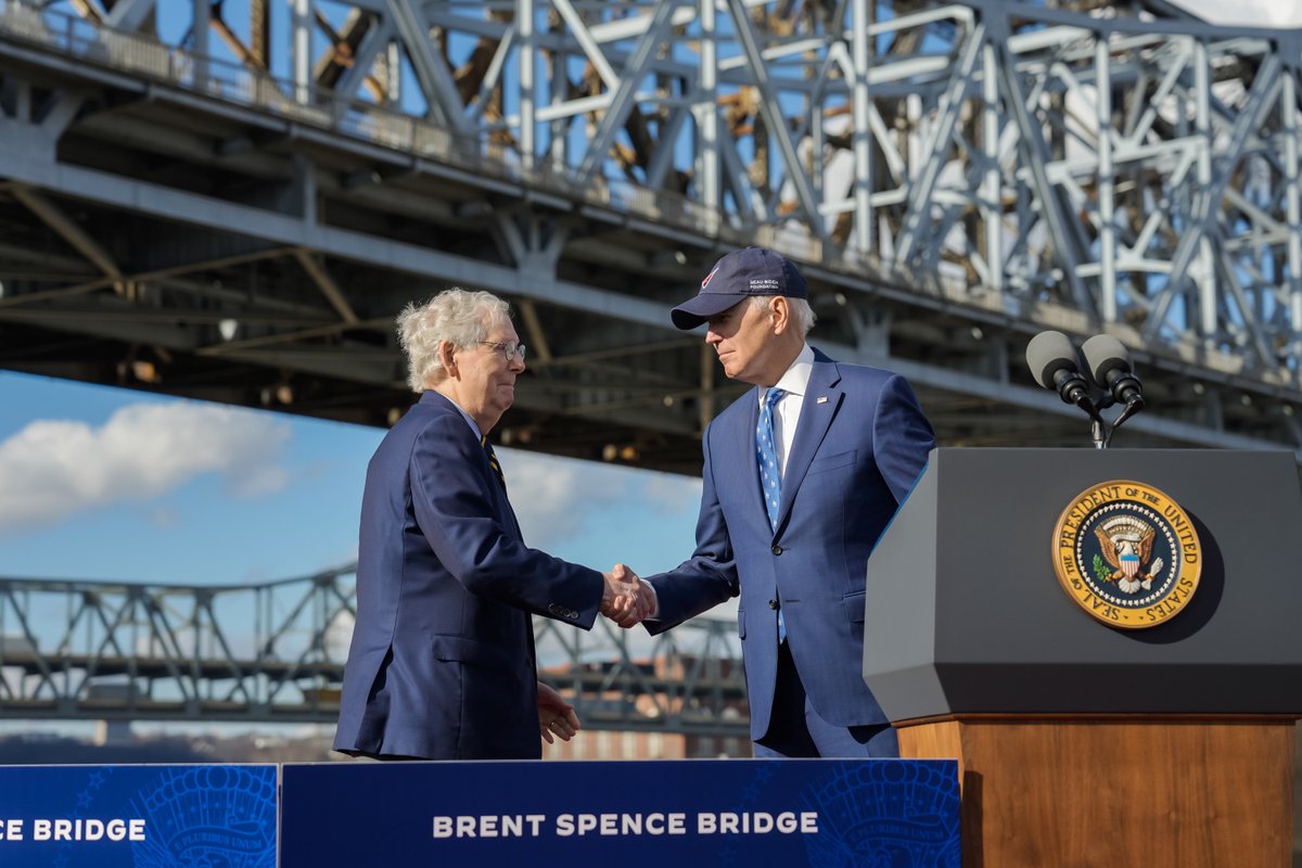 Look, Leader McConnell and I don’t agree on everything. In fact, we disagree on a great deal. 

But the Bipartisan Infrastructure Law showed that when we work together, we can get things done and move the nation forward.